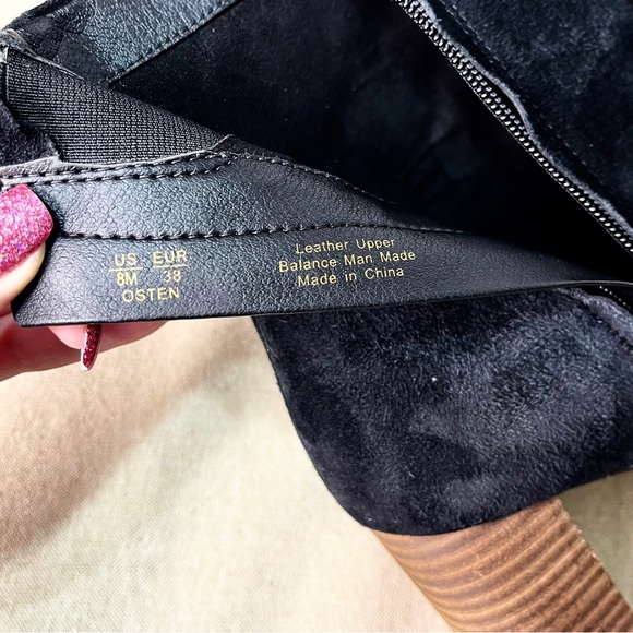 Sam Edelman Osten Black Suede Leather Stacked Heel Mid Calf Boots Shoes 8 - Picture 13 of 15